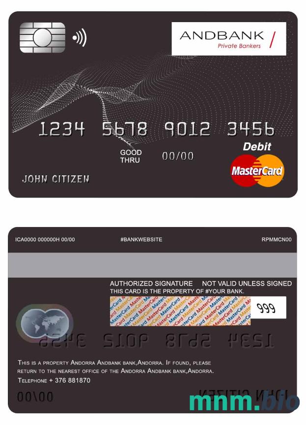 Andorra Andbank przykład karty mastercard w formacie PSD